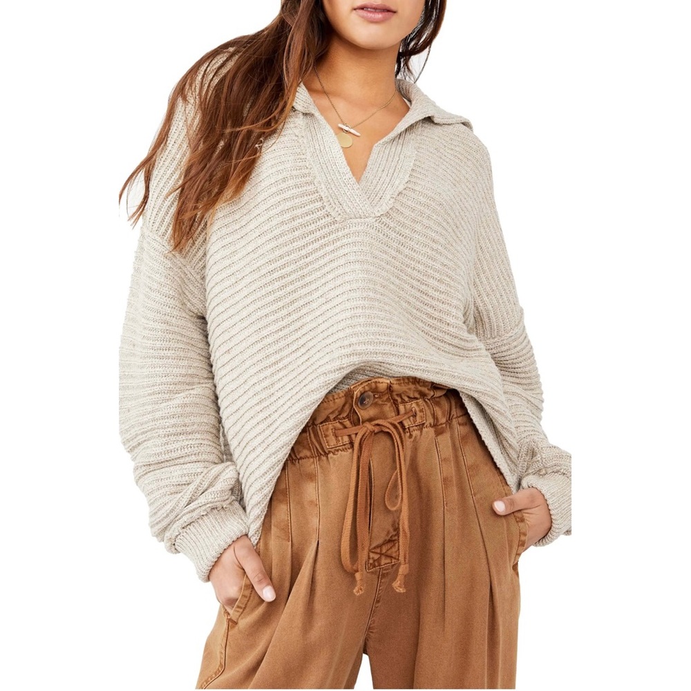 NWT Free People Marlie Pullover in Pebble